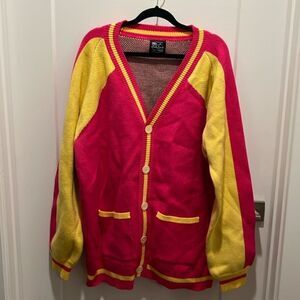 Steady Hands Varsity Cardigan Sweater. With Funky Design